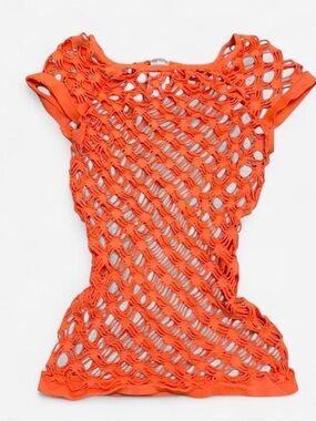Y2K scene Orange fishnet top🖤